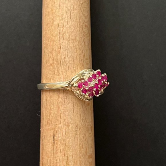 Multi-stone Ruby & Sterling Silver Ring, 8.5 - Picture 2 of 11